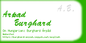 arpad burghard business card